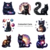 Celestial Cats PNG Clipart Collection - 71 PNG, Mystical Kitten Graphics, Enchanting, Astrology Printables, Commercial use, Digital download