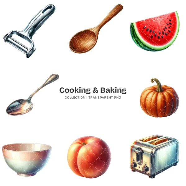 Cooking & Baking PNG Clipart Collection - 154 PNG, Mom’s Kitchen Graphics, Kitchen Ingredients Printables, Commercial use, Digital download
