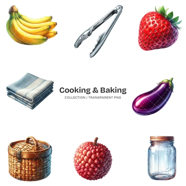 Cooking & Baking PNG Clipart Collection - 154 PNG, Mom’s Kitchen Graphics, Kitchen Ingredients Printables, Commercial use, Digital download
