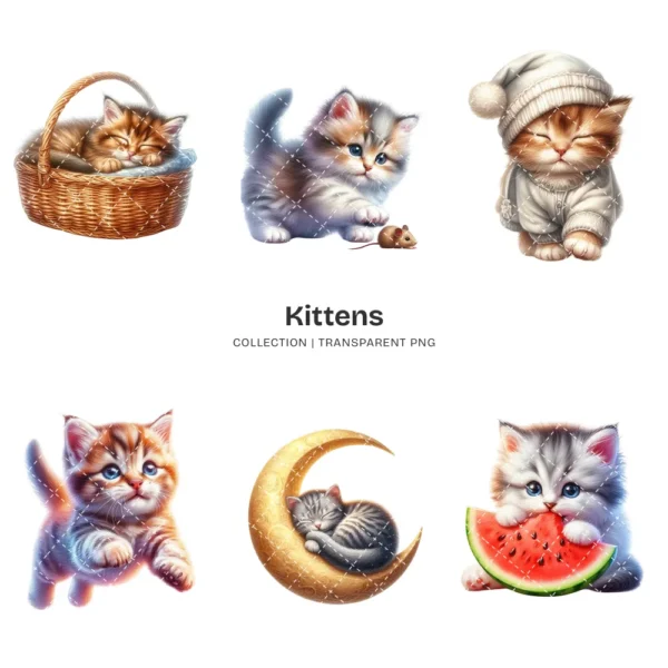 Kittens PNG Clipart Collection - 118 PNG, Cute Cat Graphics, Pet Animals, Adorable Kitten Printables, Commercial use, Digital download