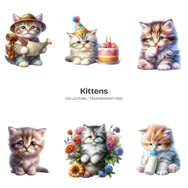 Kittens PNG Clipart Collection - 118 PNG, Cute Cat Graphics, Pet Animals, Adorable Kitten Printables, Commercial use, Digital download