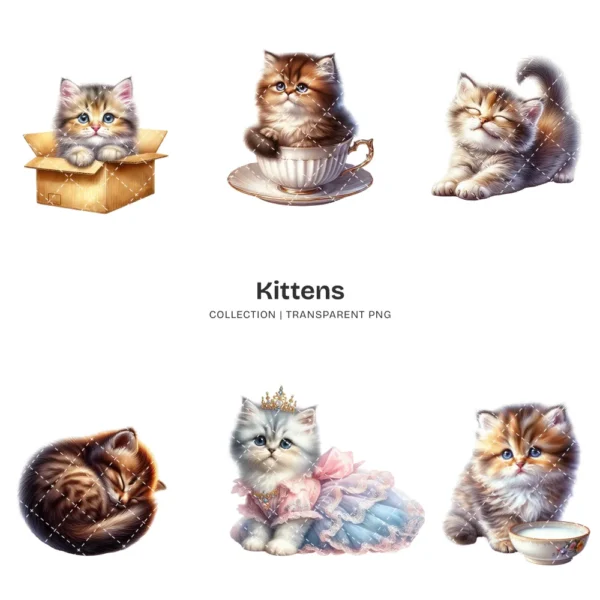 Kittens PNG Clipart Collection - 118 PNG, Cute Cat Graphics, Pet Animals, Adorable Kitten Printables, Commercial use, Digital download
