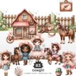 Cowgirl Nursery PNG Clipart - 83 PNG, Wild West Graphics, Rodeo Party Decor, Cute Kid's Printables, Commercial use, Digital download