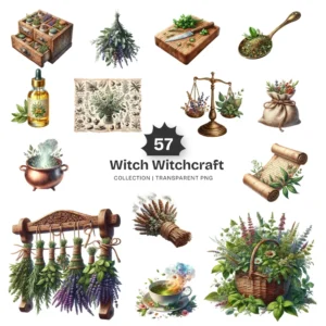 Witch Witchcraft PNG Clipart Collection - 57 PNG, Old World Apothecary Graphics, Herbal Witch Printables, Commercial use, Digital download