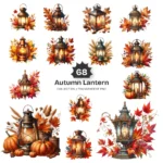 Autumn Lantern PNG Clipart Collection - 68 PNG, Fall Season Graphics, ,Fantasy Floral Lantern Printables, Commercial use, Digital download