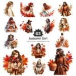 Autumn Girl PNG Clipart Collection - 63 PNG, Autumn Fashion Graphics, Fall Season Printables, Commercial use, Digital download
