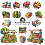 Farmers Market PNG Clipart Collection - 105 PNG, Fruit Veggies Graphics, Rustic Market Stand Printables, Commercial use, Digital download