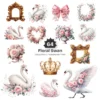 Swan PNG Clipart Collection - 64 PNG, Floral Swan Graphics, Girls Birthday Art, Baby Shower Printables, Commercial use, Digital download