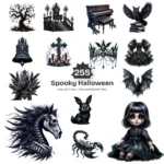 Spooky Halloween PNG Clipart Collection - 255 PNG, Haunted Gothic Graphics, Dark Scary Printables, Commercial use, Digital download