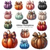 Glitter Pumpkins PNG Clipart Collection - 76 PNG, Sparkly Fall Graphics, Thanksgiving Printables, Commercial use, Digital download