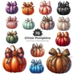 Glitter Pumpkins PNG Clipart Collection - 76 PNG, Sparkly Fall Graphics, Thanksgiving Printables, Commercial use, Digital download
