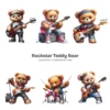 Rockstar Teddy Bear PNG Clipart Collection - 73 PNG, Fluffy Teddy Bear Graphics, Singing Bear Printables, Commercial use,Digital download