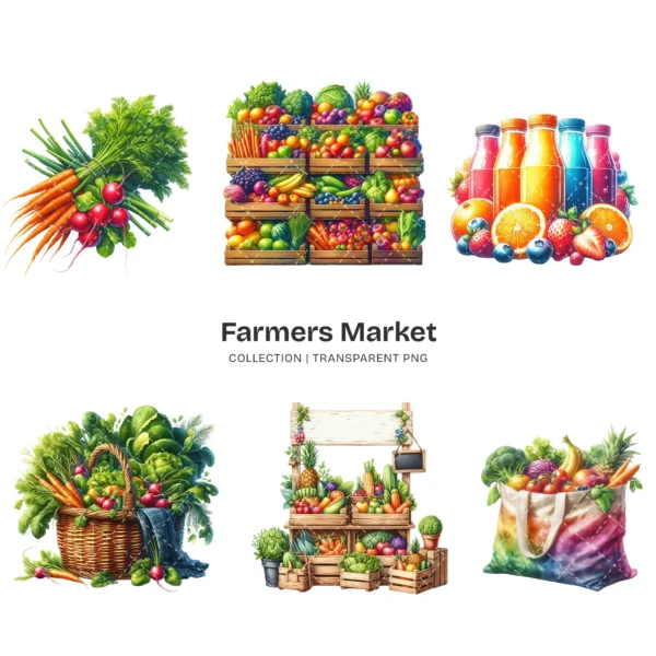 Farmers Market PNG Clipart Collection - 105 PNG, Fruit Veggies Graphics, Rustic Market Stand Printables, Commercial use, Digital download