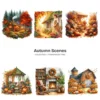 Autumn Scenes PNG Clipart Collection - 60 PNG, Cozy Fall Landscape Graphics, Autumn Cottage Printables, Commercial use, Digital download
