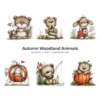 Autumn Woodland Animals Whimsical Clipart - 60 PNG, Fall Forest Graphics, Seasonal Wildlife PNG, Commercial use, Digital download