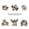 Funny Peeking Animals Whimsical Clipart - 60 PNG, Wild Critters Graphics, Quirky, Giggling Animal PNG, Commercial use, Digital download