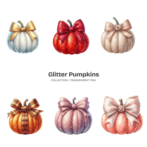 Glitter Pumpkins PNG Clipart Collection - 76 PNG, Sparkly Fall Graphics, Thanksgiving Printables, Commercial use, Digital download