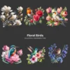 Floral Birds PNG Clipart Collection - 60 PNG, Spring Birds Graphics, Birds On Branch, Blossom Printables, Commercial use, Digital download