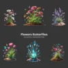 Flowers Butterflies PNG Clipart Collection - 58 PNG, Floral Butterflies Graphics, Cute Insect Printables, Commercial use, Digital download