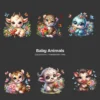 Baby Animals PNG Clipart Collection - 60 PNG, Safari Animal Graphics, Floral Baby Animal, Forest Printables, Commercial use,Digital download
