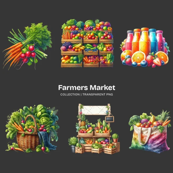 Farmers Market PNG Clipart Collection - 105 PNG, Fruit Veggies Graphics, Rustic Market Stand Printables, Commercial use, Digital download