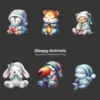 Sleepy Animals PNG Clipart Collection - 60 PNG, Dreamy Animal Graphics, Cute Pet Animal Printables, Commercial use, Digital download