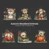 Autumn Woodland Animals Whimsical Clipart - 60 PNG, Fall Forest Graphics, Seasonal Wildlife PNG, Commercial use, Digital download