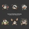 Funny Peeking Animals Whimsical Clipart - 60 PNG, Wild Critters Graphics, Quirky, Giggling Animal PNG, Commercial use, Digital download