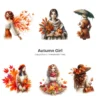 Autumn Girl PNG Clipart Collection - 63 PNG, Autumn Fashion Graphics, Fall Season Printables, Commercial use, Digital download