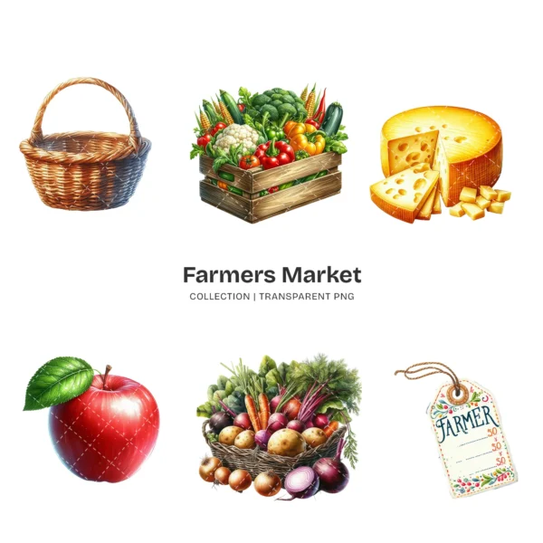 Farmers Market PNG Clipart Collection - 105 PNG, Fruit Veggies Graphics, Rustic Market Stand Printables, Commercial use, Digital download