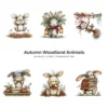 Autumn Woodland Animals Whimsical Clipart - 60 PNG, Fall Forest Graphics, Seasonal Wildlife PNG, Commercial use, Digital download