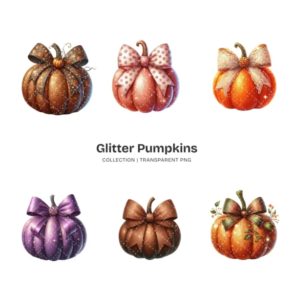 Glitter Pumpkins PNG Clipart Collection - 76 PNG, Sparkly Fall Graphics, Thanksgiving Printables, Commercial use, Digital download