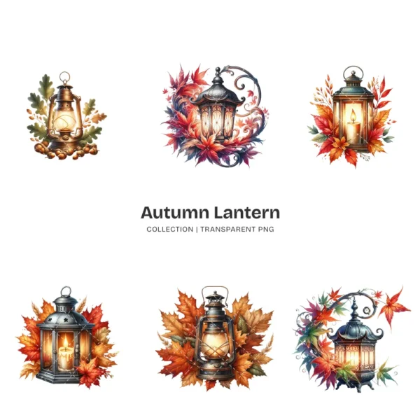 Autumn Lantern PNG Clipart Collection - 68 PNG, Fall Season Graphics, ,Fantasy Floral Lantern Printables, Commercial use, Digital download