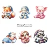Sleepy Animals PNG Clipart Collection - 60 PNG, Dreamy Animal Graphics, Cute Pet Animal Printables, Commercial use, Digital download