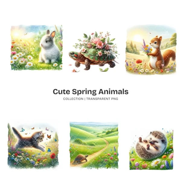 Cute Spring Animals PNG Clipart Collection - 66 PNG, Baby Animals Graphics, Pastel Nursery Printables, Commercial use, Digital download