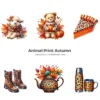 Animal Print Autumn PNG Clipart Collection - 60 PNG, Fall Fashion Graphics, Woodland Autumn Printables, Commercial use, Digital download
