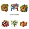 Farmers Market PNG Clipart Collection - 105 PNG, Fruit Veggies Graphics, Rustic Market Stand Printables, Commercial use, Digital download