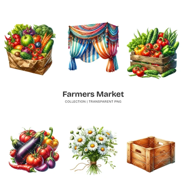 Farmers Market PNG Clipart Collection - 105 PNG, Fruit Veggies Graphics, Rustic Market Stand Printables, Commercial use, Digital download