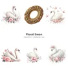 Swan PNG Clipart Collection - 64 PNG, Floral Swan Graphics, Girls Birthday Art, Baby Shower Printables, Commercial use, Digital download