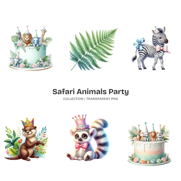 Safari Animals Party PNG Clipart Collection - 85 PNG, Jungle Birthday Graphics, Baby Shower Printables, Commercial use, Digital download