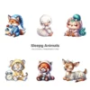 Sleepy Animals PNG Clipart Collection - 60 PNG, Dreamy Animal Graphics, Cute Pet Animal Printables, Commercial use, Digital download