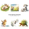 Cute Spring Animals PNG Clipart Collection - 66 PNG, Baby Animals Graphics, Pastel Nursery Printables, Commercial use, Digital download