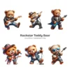 Rockstar Teddy Bear PNG Clipart Collection - 73 PNG, Fluffy Teddy Bear Graphics, Singing Bear Printables, Commercial use,Digital download