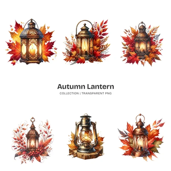 Autumn Lantern PNG Clipart Collection - 68 PNG, Fall Season Graphics, ,Fantasy Floral Lantern Printables, Commercial use, Digital download