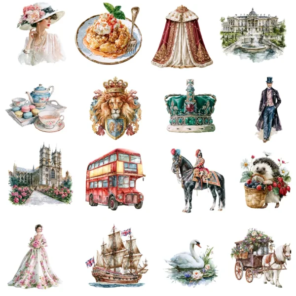 England Watercolor Clipart Bundle - 295+ transparent PNG, Corgi png, Stonehenge art, Big Ben, London Eye, Commercial use, Digital download