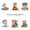 Autumn Woodland Animals Whimsical Clipart - 60 PNG, Fall Forest Graphics, Seasonal Wildlife PNG, Commercial use, Digital download