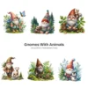 Gnomes With Animals PNG Clipart Collection - 66 PNG, Cute Gnomes Graphics, Forest PNG, Animals Printables, Commercial use, Digital download