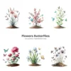Flowers Butterflies PNG Clipart Collection - 58 PNG, Floral Butterflies Graphics, Cute Insect Printables, Commercial use, Digital download
