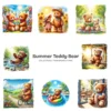 Summer Teddy Bear PNG Clipart Collection (P2) - 60 PNG, Coastal Teddy Bear Graphics, Tropical Printables, Commercial use, Digital download