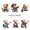 Rockstar Teddy Bear PNG Clipart Collection - 73 PNG, Fluffy Teddy Bear Graphics, Singing Bear Printables, Commercial use,Digital download